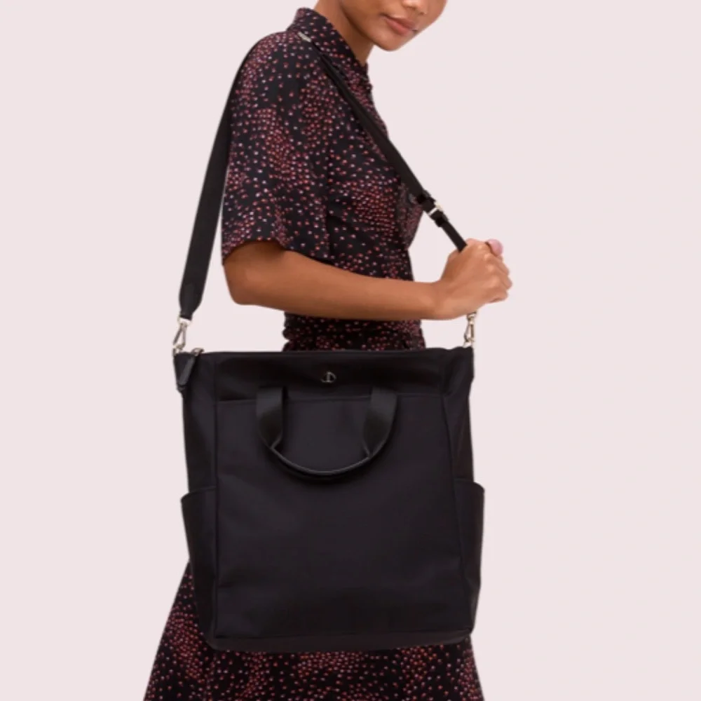kate spade Black Nylon Top-Handle Backpack Tote